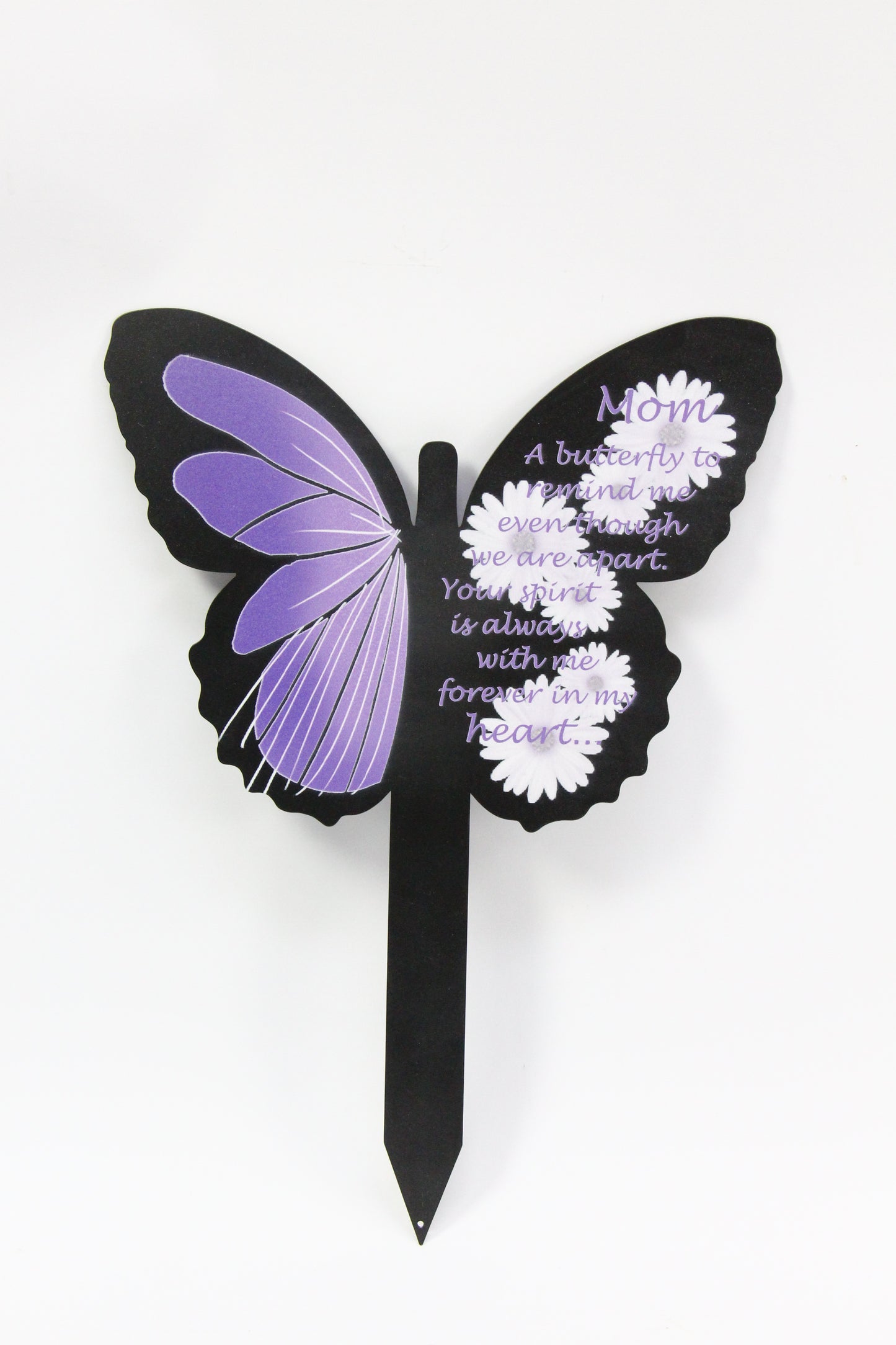 Metal Memorial Stake - Butterfly Mom Saying