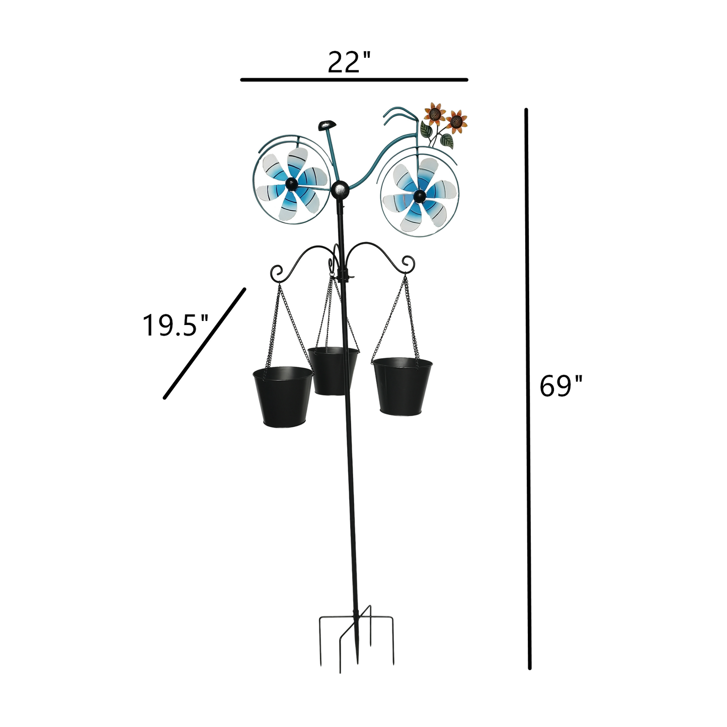 Blue Wind Spinner with Three Pots