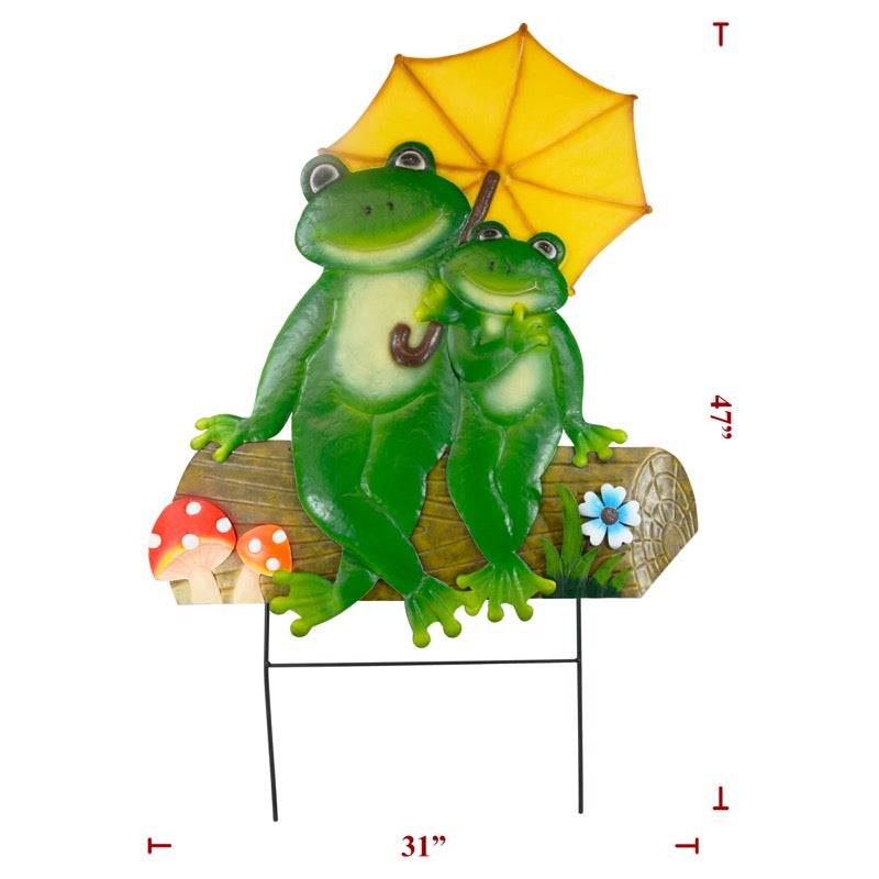 Metal Frog W/ Umbrella