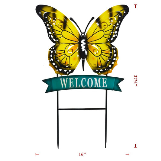 Metal Yellow Butterfly Yard Decor