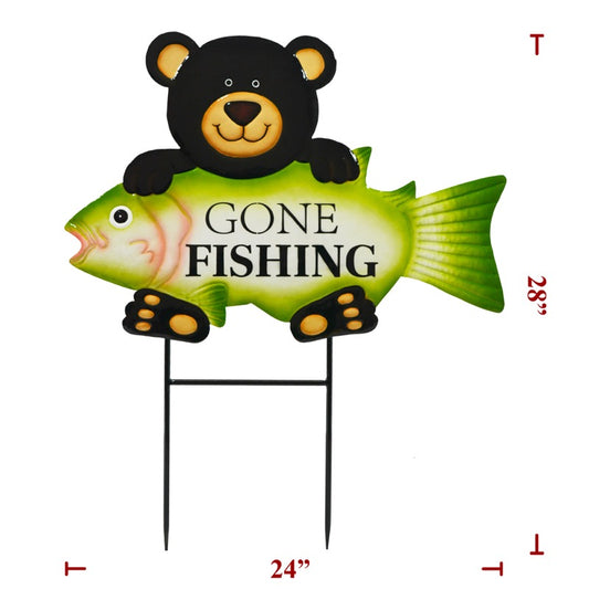 Metal Gone Fishing Bear