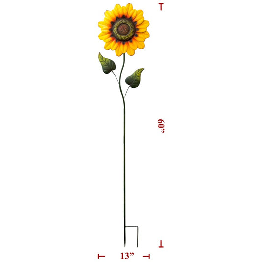 Fall Metal Sunflower on Pole Medium