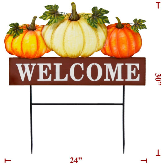 Fall Metal Welcome Pumpkin Sign (6 Pack)