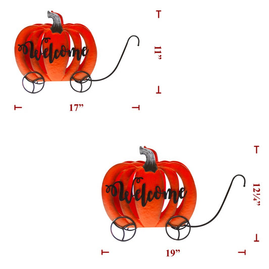 Fall Metal Pumpkin on Wheels set