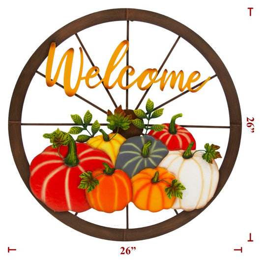 Fall Metal Welcome Pumpkin Wall Art (6 Pack)