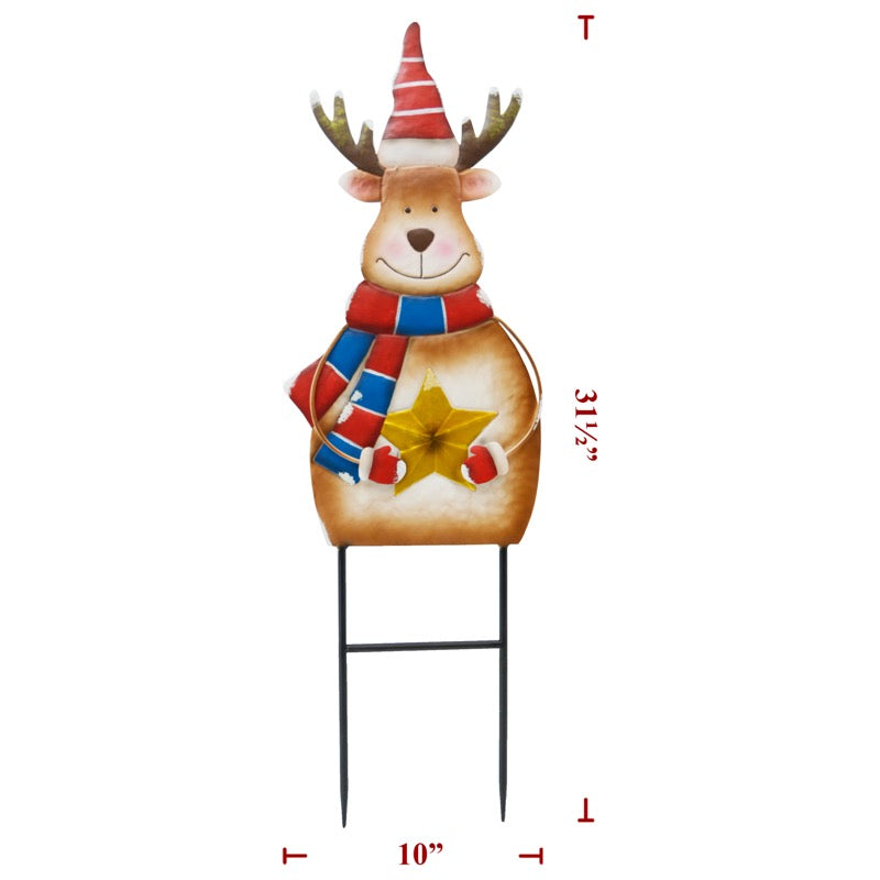 Christmas Metal Reindeer w/ Star (12 Pack)