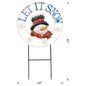 Christmas Metal Let It Snow Snowman Head On Stakes (6 Pack)