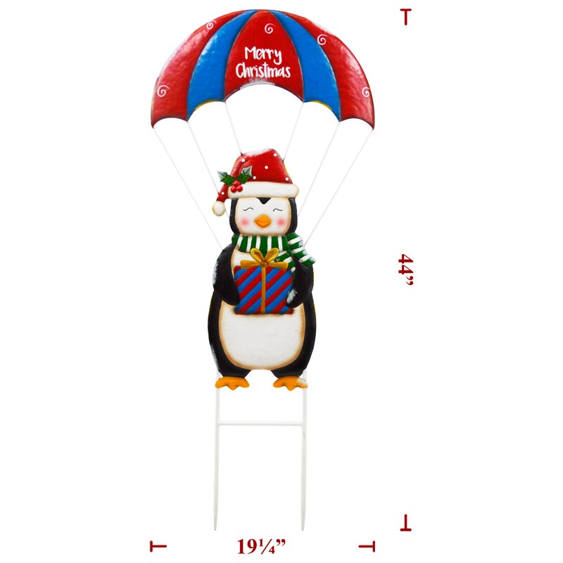 Christmas Metal Penguin W/ Parachute (8 Pack)