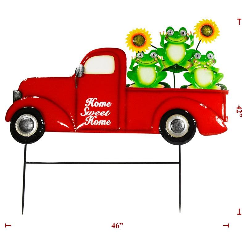 Red Metal Truck W / Frogs