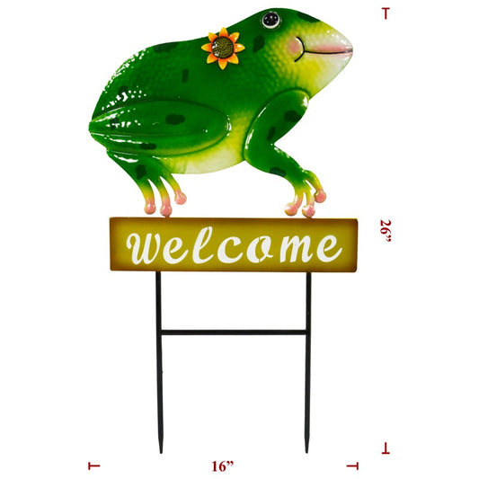 Metal Welcome Frog Stake