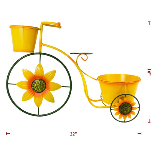 Metal Sunflower Bike Planter