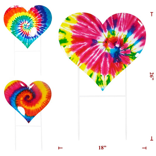 3 Asst Tie Dye Hearts