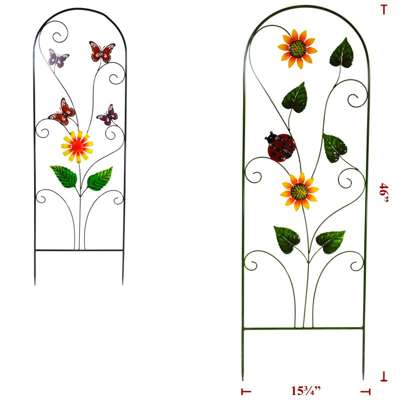 2 Asst Metal Lady Bug BFly Trellis