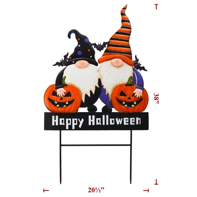 Metal Gnome Brothers Happy Halloween Sign