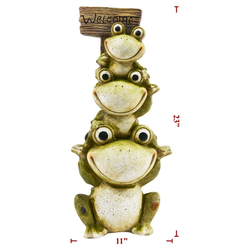 Poly 3 Stack Welcome Frog Decor