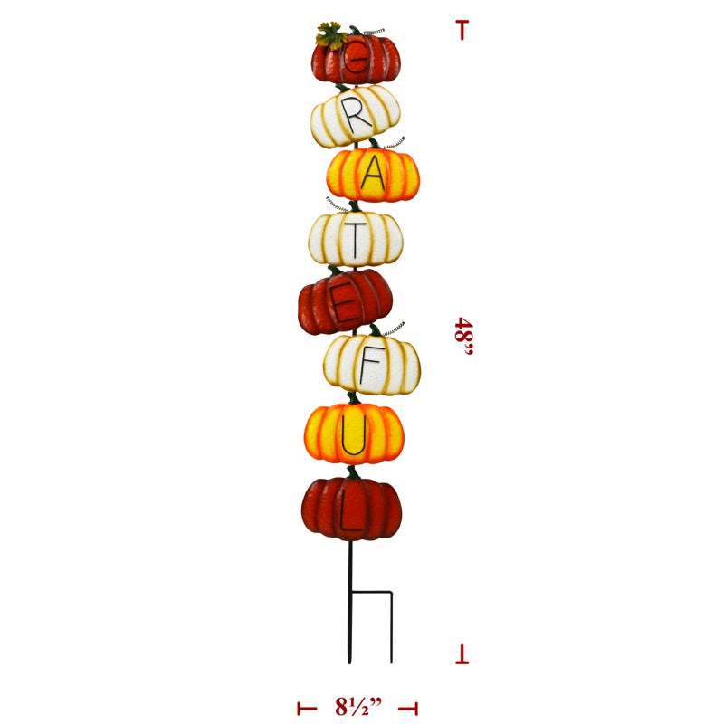 Fall Metal Grateful Stack Pumpkin Sign