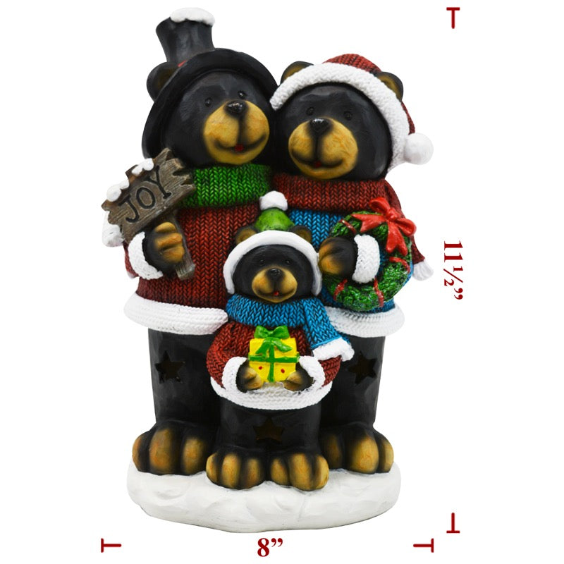 Christmas Poly Black Bear Family (6 Pack)