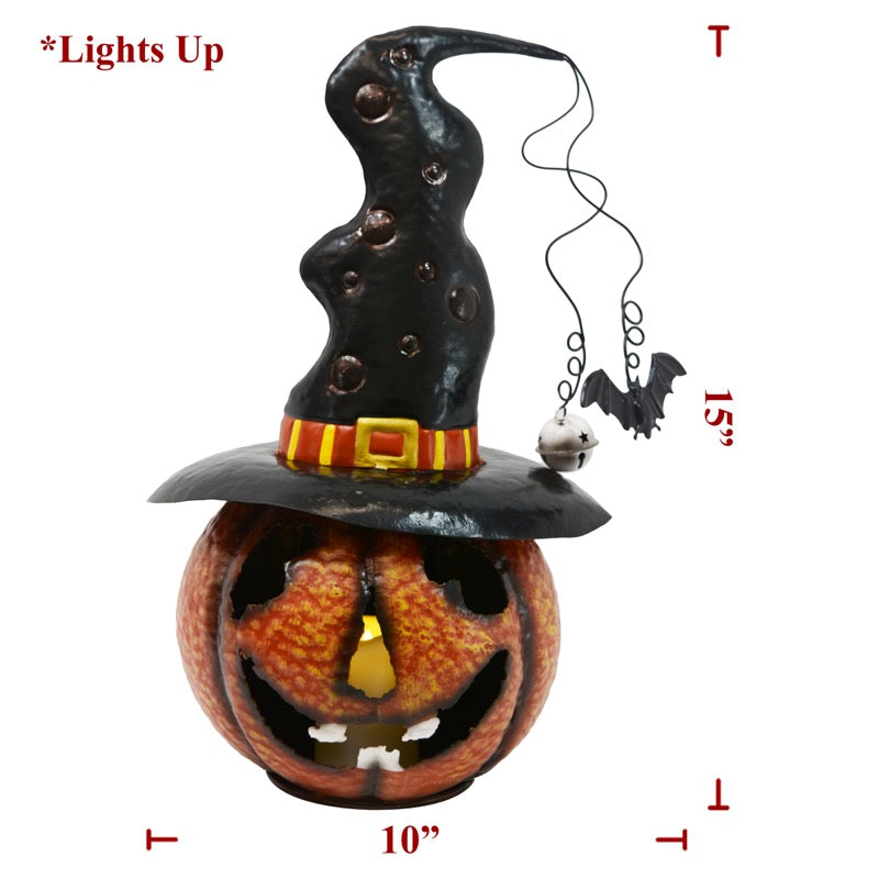 Halloween Metal Pumpkin Witch Hat