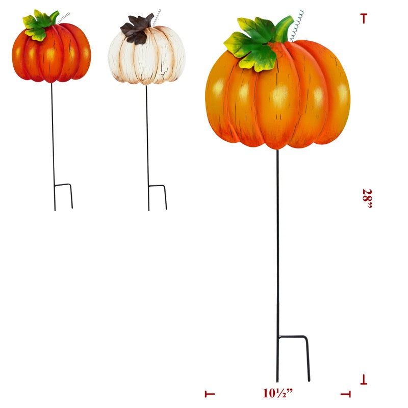 Fall Metal Pumpkin on Pole (24 Pack)