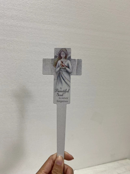 "A Beautiful Soul" Cemetery Cross Pick