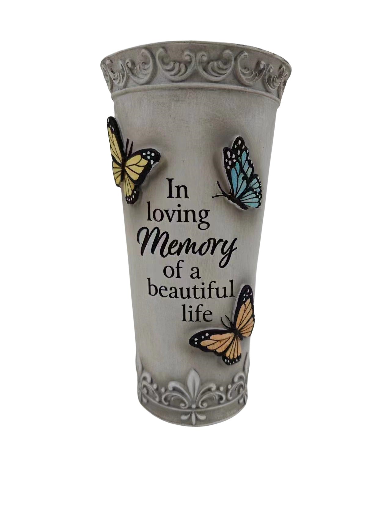 "In Loving Memory" Cemtery Butterfly Vase