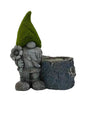 Grey Gnome Tree Planter W/ Grass Head