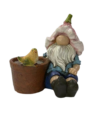 White Beard Gnome and Yellow Bird Planter