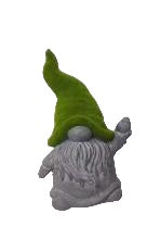 Grey Waving Gnome W/ Grass Hat