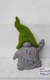 Grey Waving Gnome W/ Grass Hat