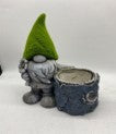 Grey Gnome Tree Planter W/ Grass Head