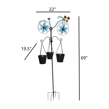 Blue Wind Spinner with Three Pots
