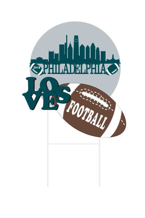 "Philadelphia Loves Football" Metal Garden Stake