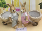 Bunny "Boy & Girl" Wheelbarrow Planter