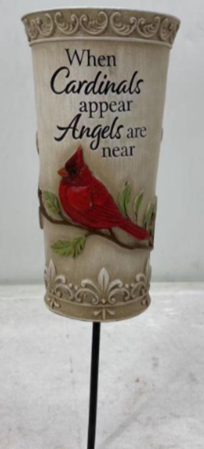 "When Cardinals Appear" Cemetery Cardinal Vase