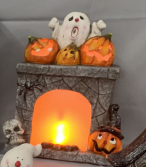 Halloween Pumpkin Resin Fireplace