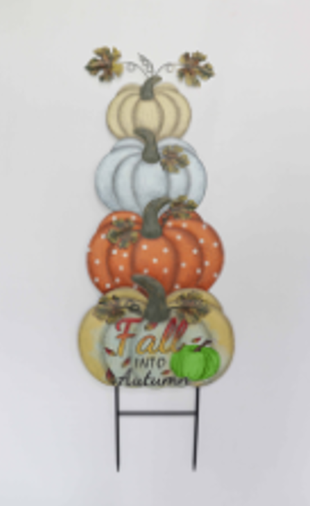 "Fall Into Autum" 4 Stack Pumpkin Metal