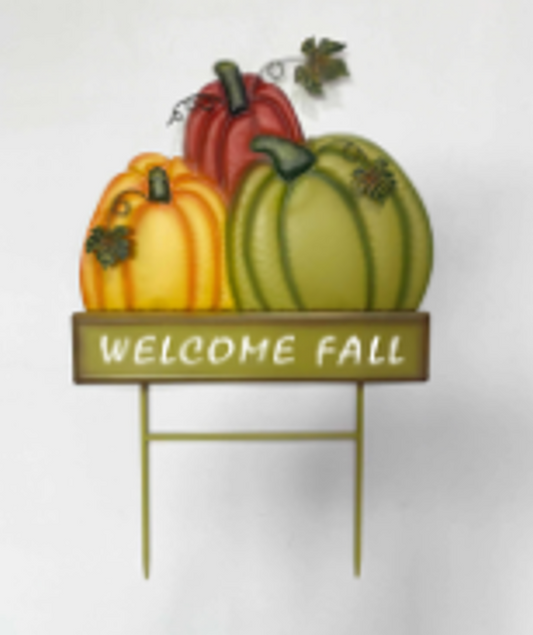 "Welcome Fall" Pumpkin Trio Metal