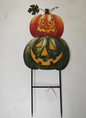 Halloween Pumpkins Orange & Green Metal Stakes