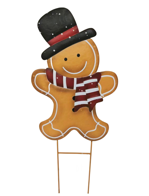 Winter Gingerbread Man Metal Stake