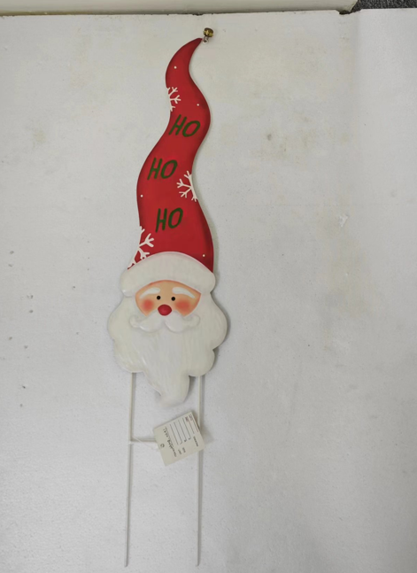 Santa's Face "HO HO HO" Metal Stake