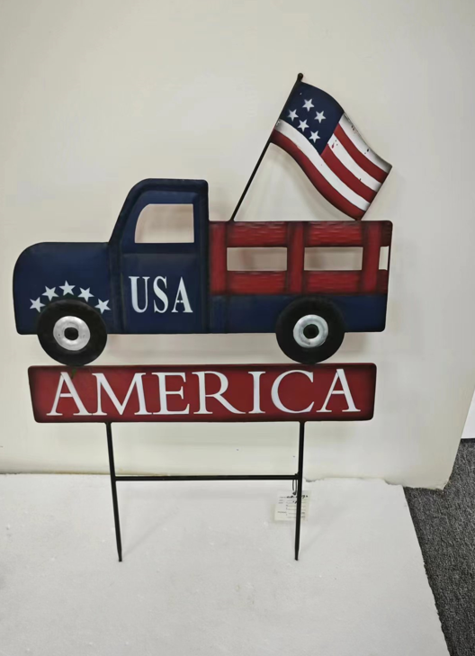 USA Red White Blue Truck Metal Stake