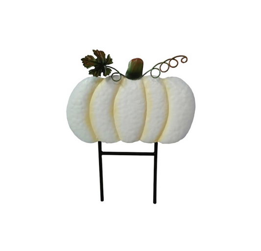 Fall metal small Pumpkin white