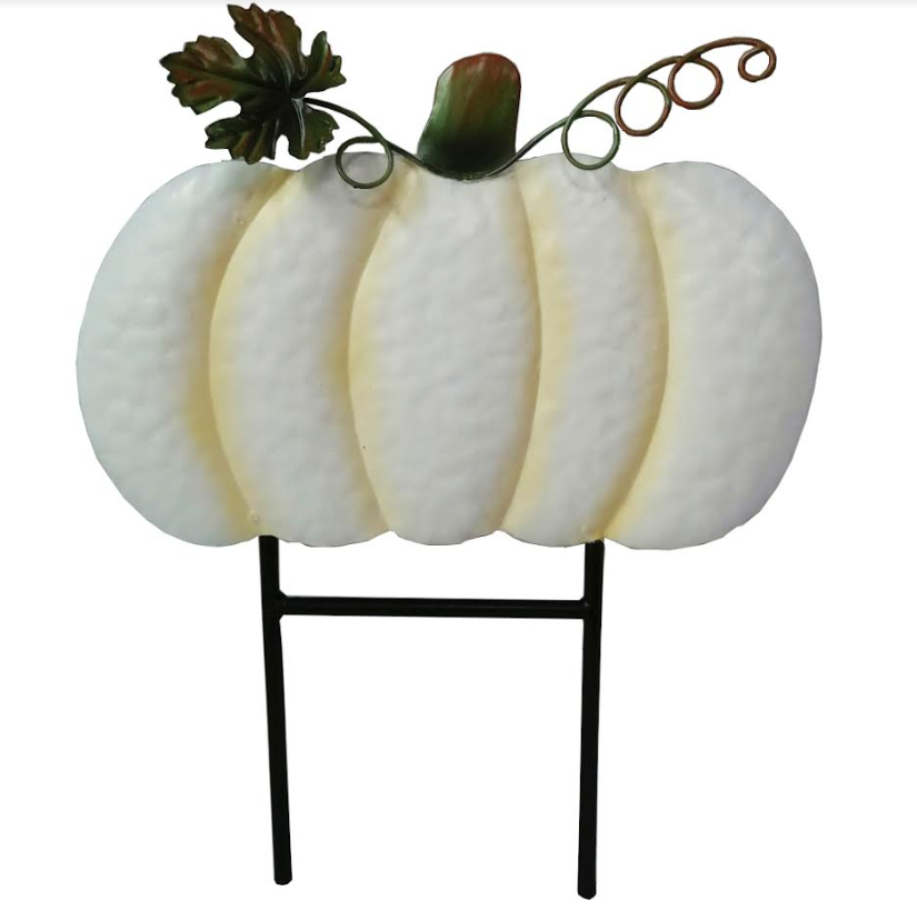 Fall metal big Pumpkin white