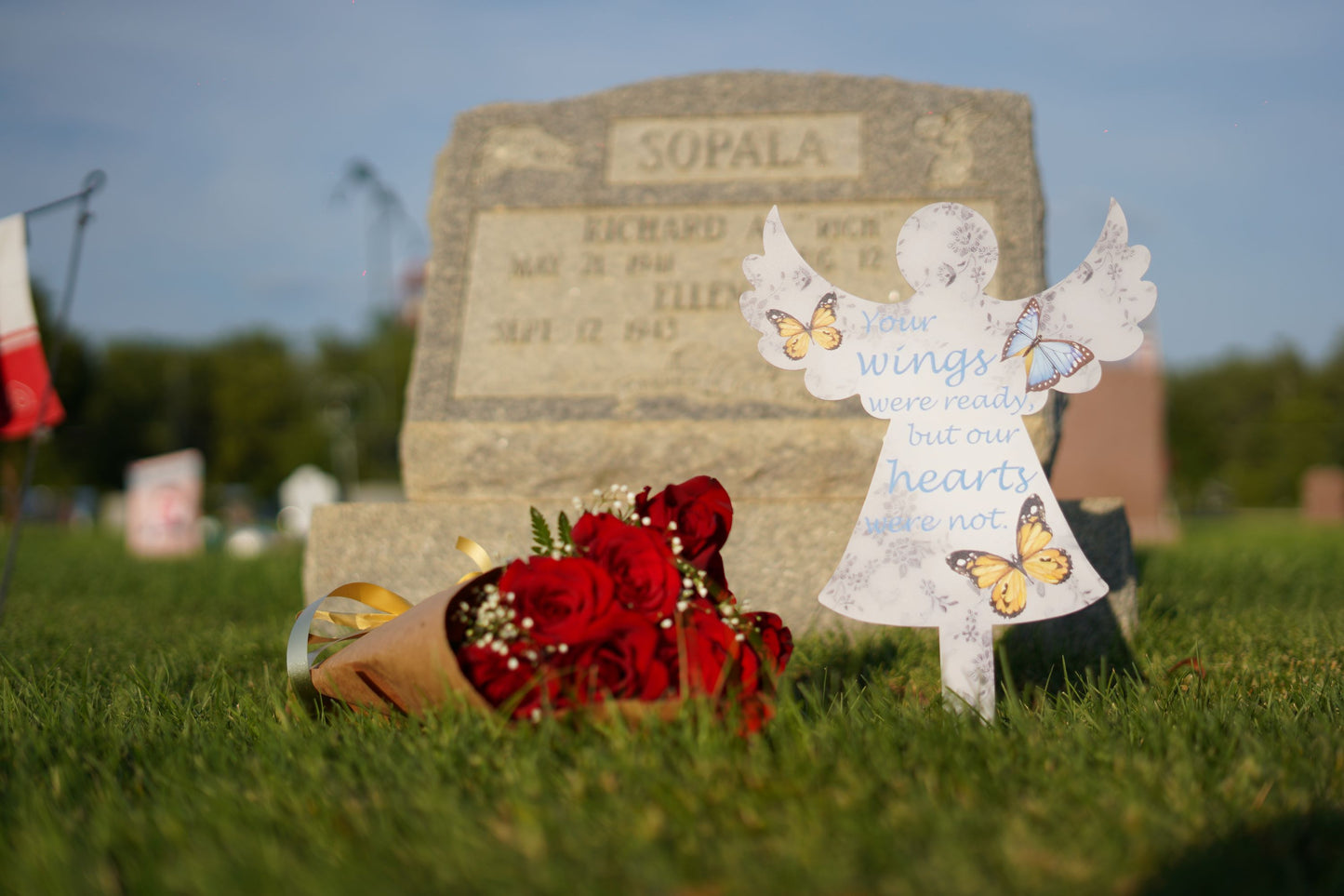 "Wings and Hearts" Cemetery Stake