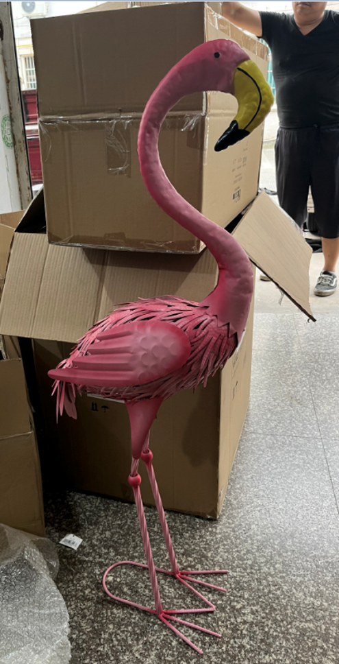 Tall Flamingo Metal Statue