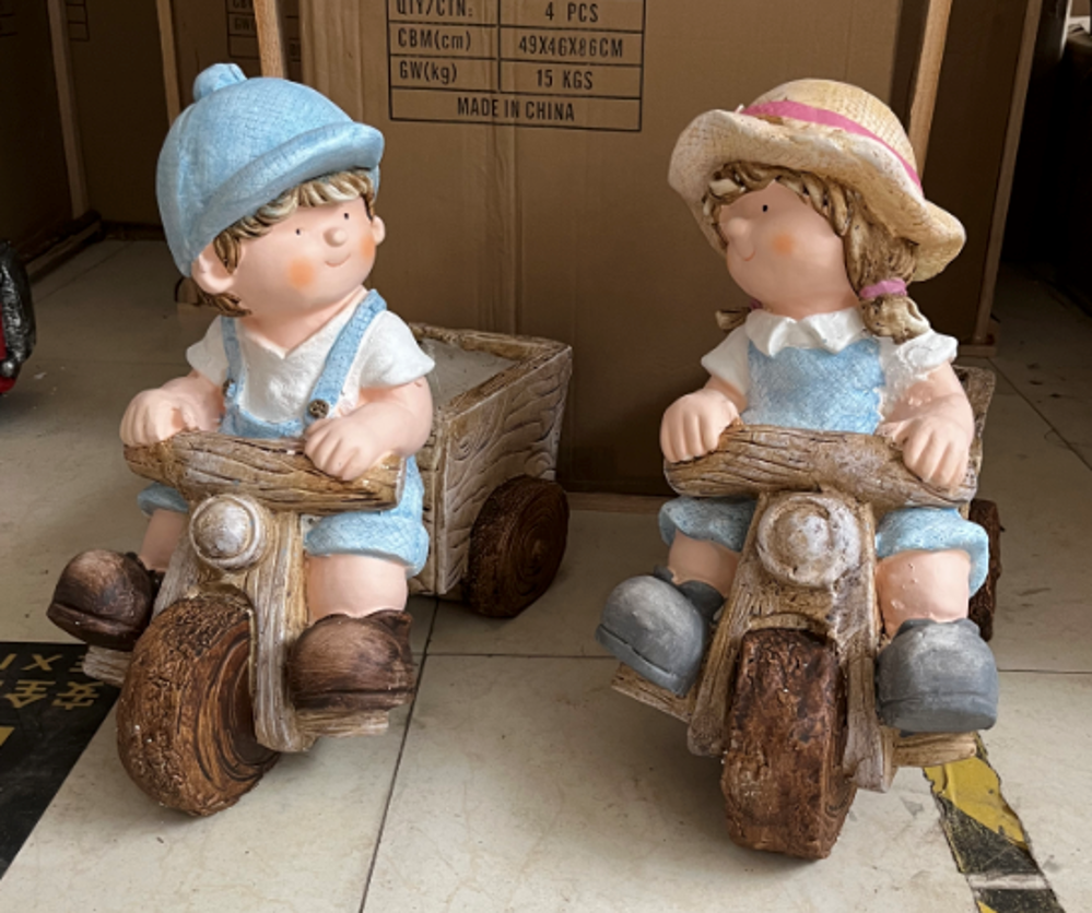 "Boy & Girl" Bike Planter