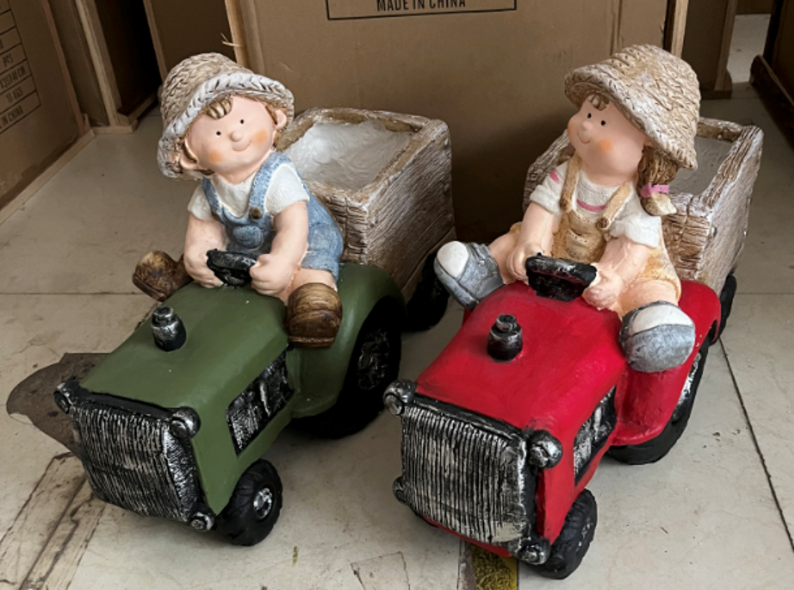 "Boy & Girl" Tractor Planter