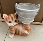 Cat w/ Bucket Planter